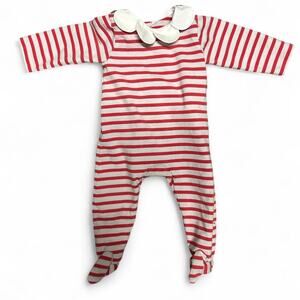 High end french baby christmas peppermint striped romper french Jacadi 6 months